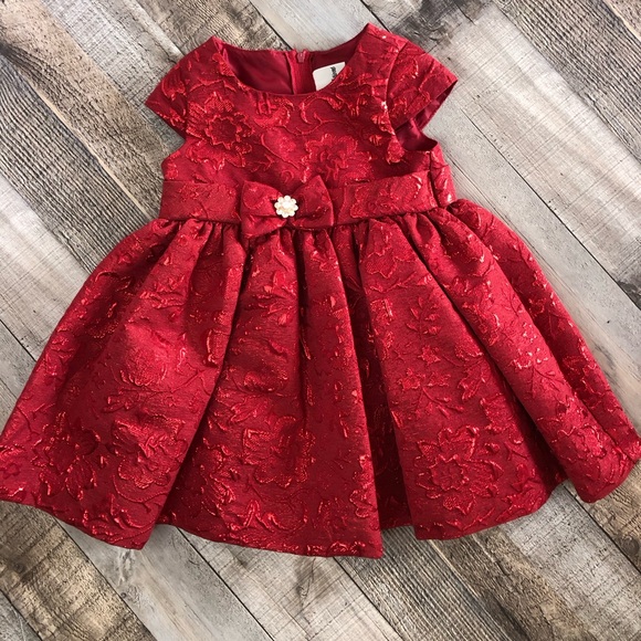 Red Rare Editions Knee Length Formal A-Line Baby Dress Size 18 mos (months) - Picture 1 of 11